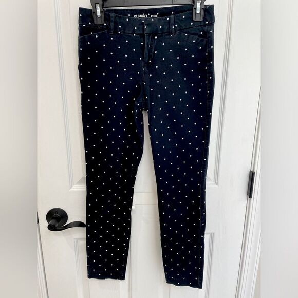 Old Navy Pixie Mid Rise Black Polka Dot Skinny Pants Women’s Size 2 - Picture 1 of 5